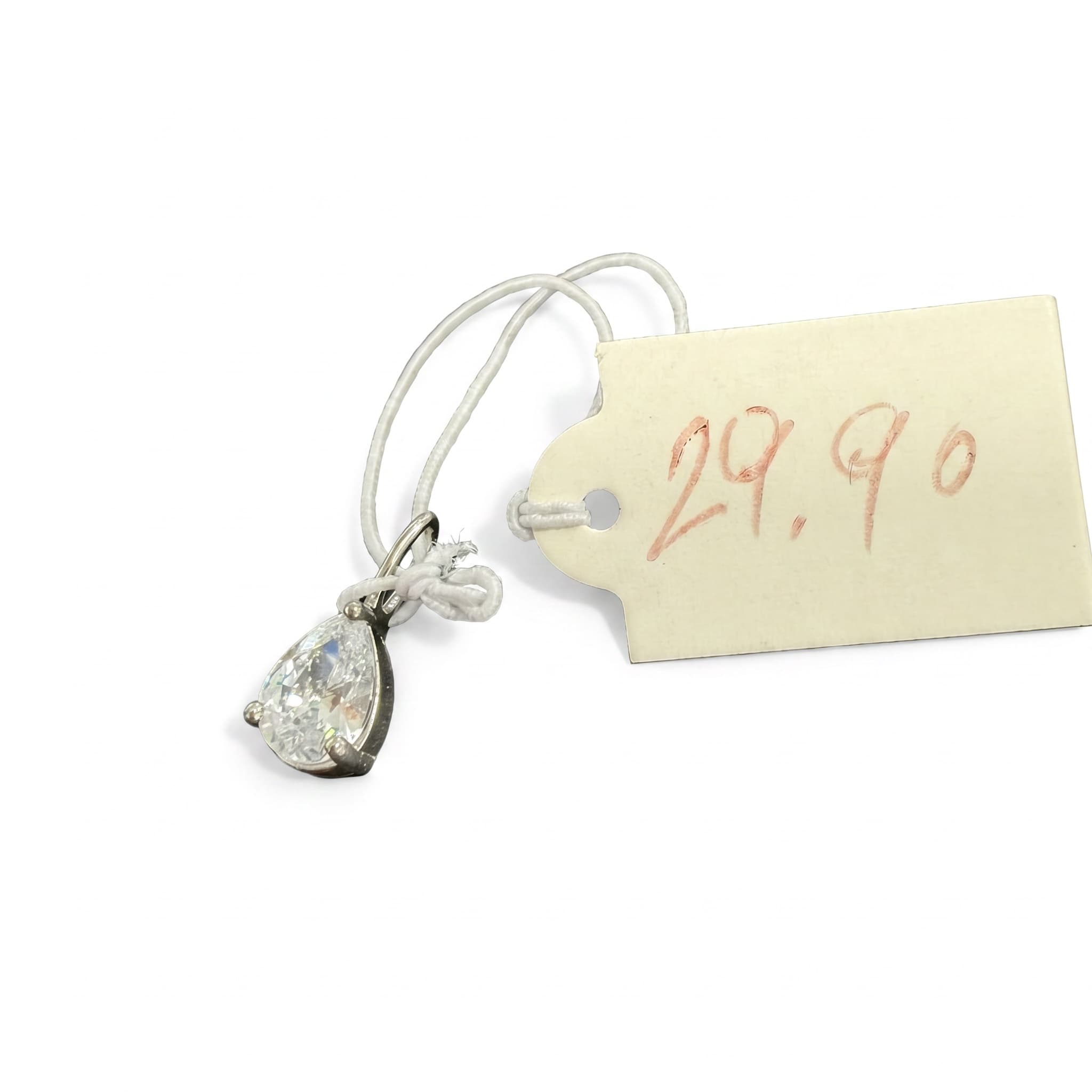 Pendentif goutte solitaire zircon argenté