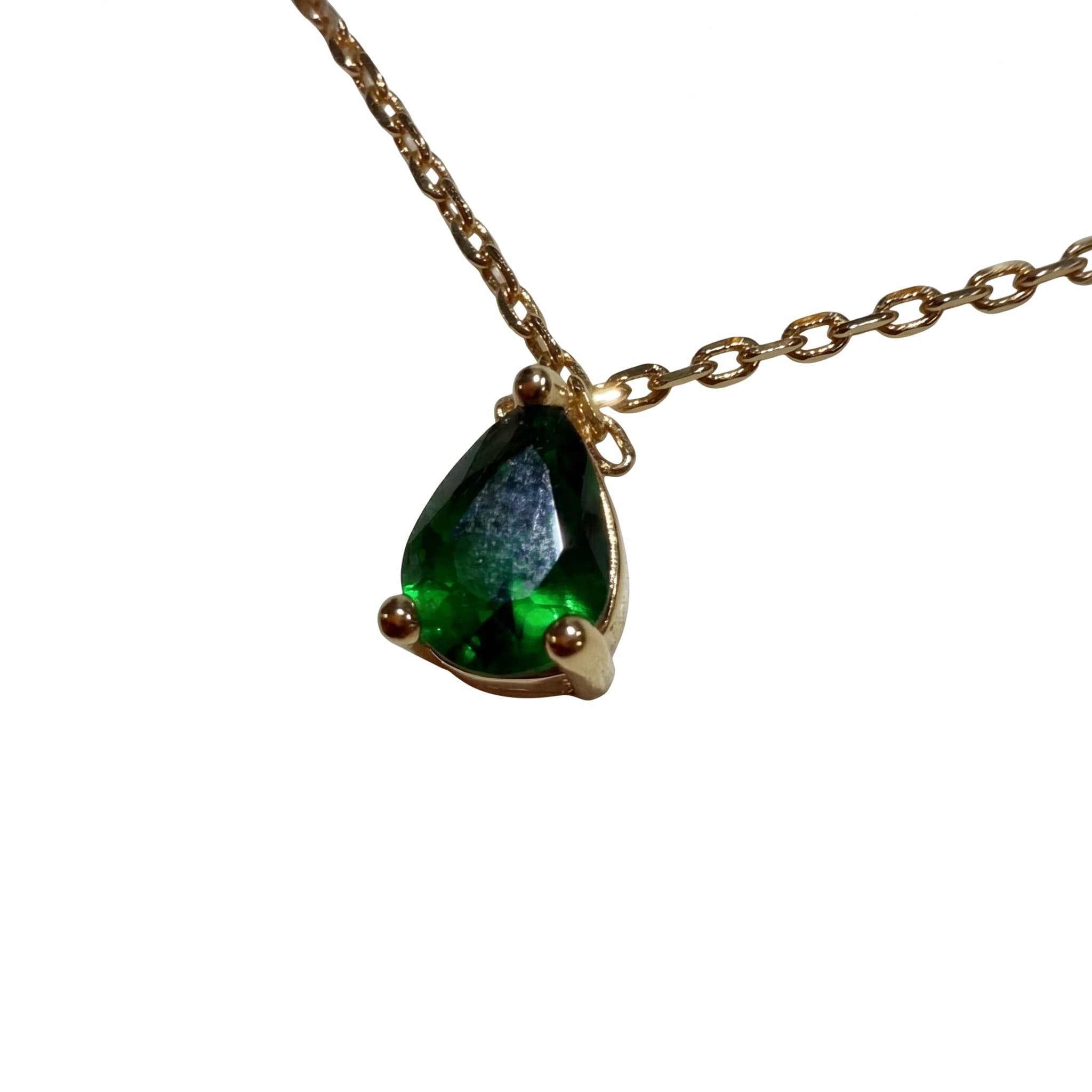 Pendentif goutte émeraude verte chaîne dorée
