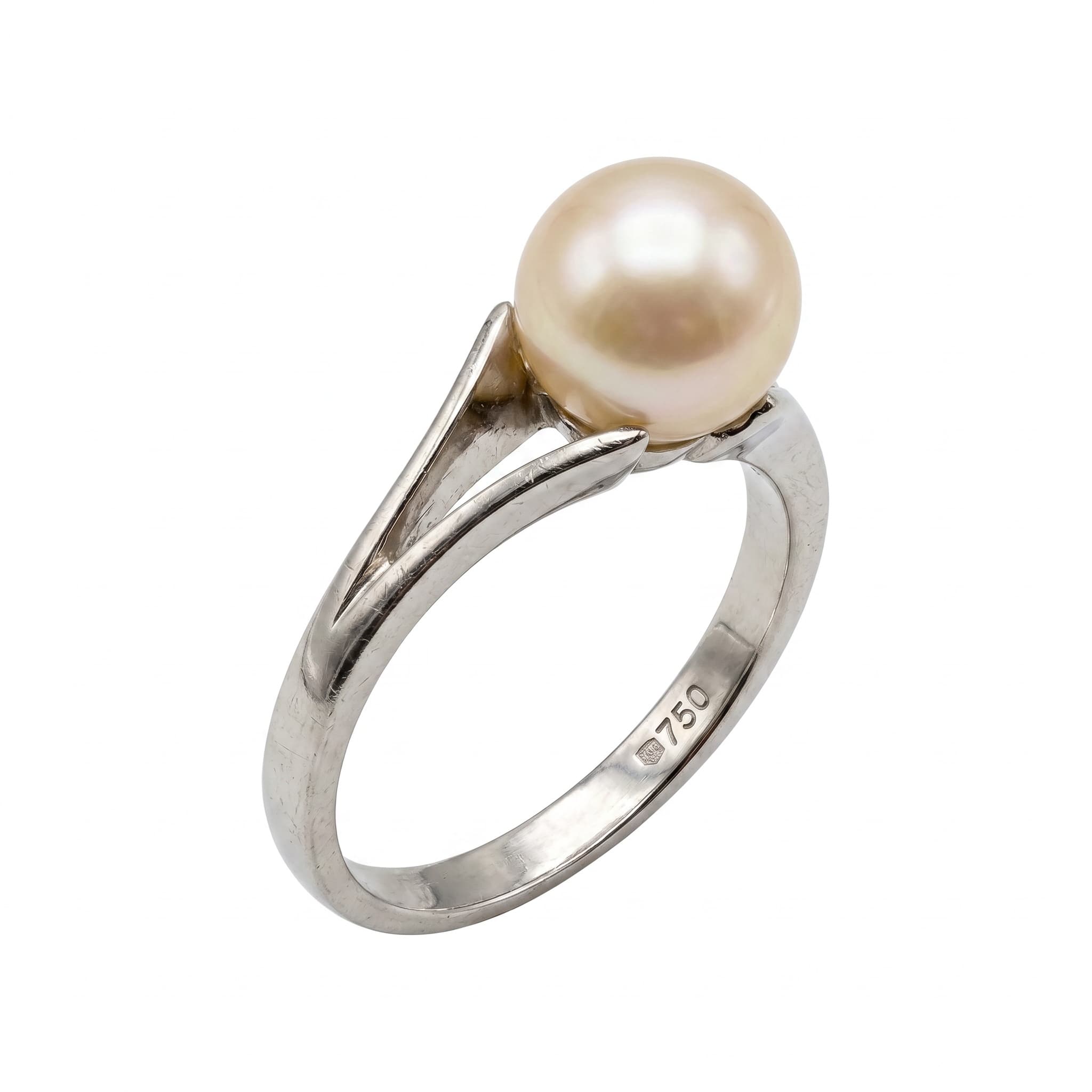 Bague or blanc 18K 3.24gr perle