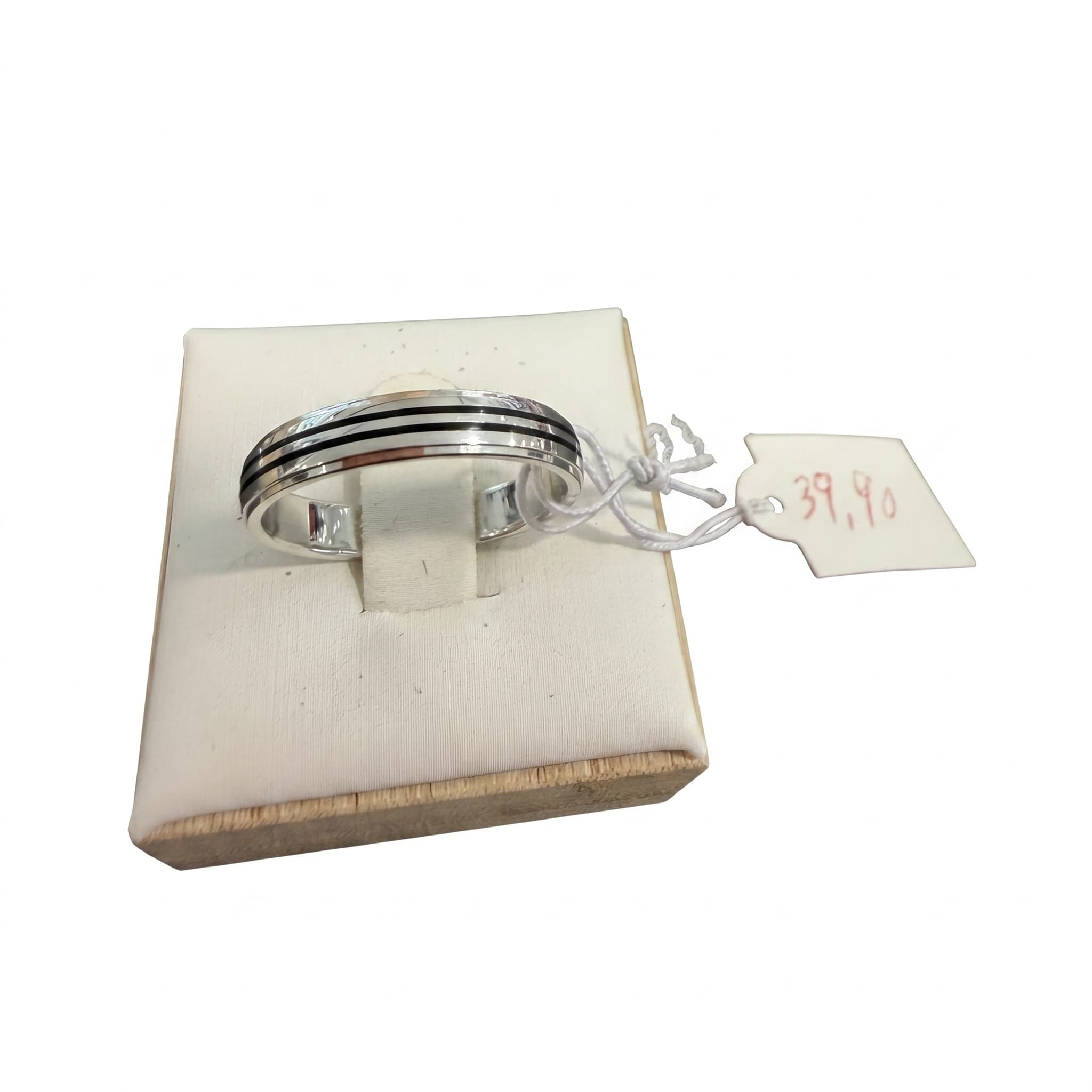 Bague acier bandes noires