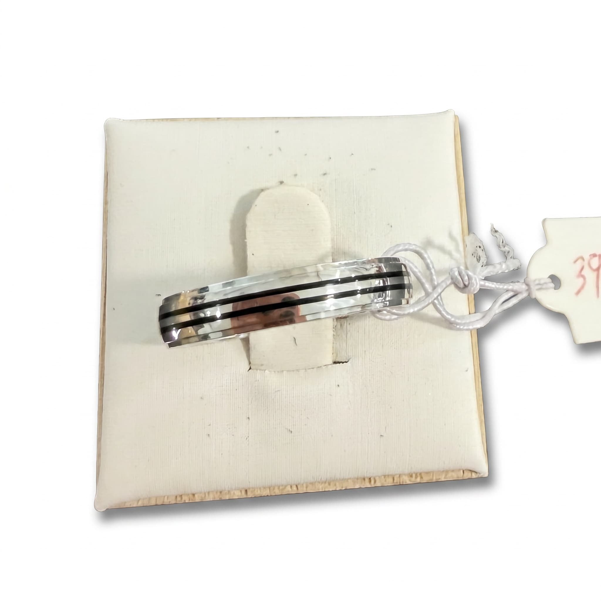 Bague acier bandes noires