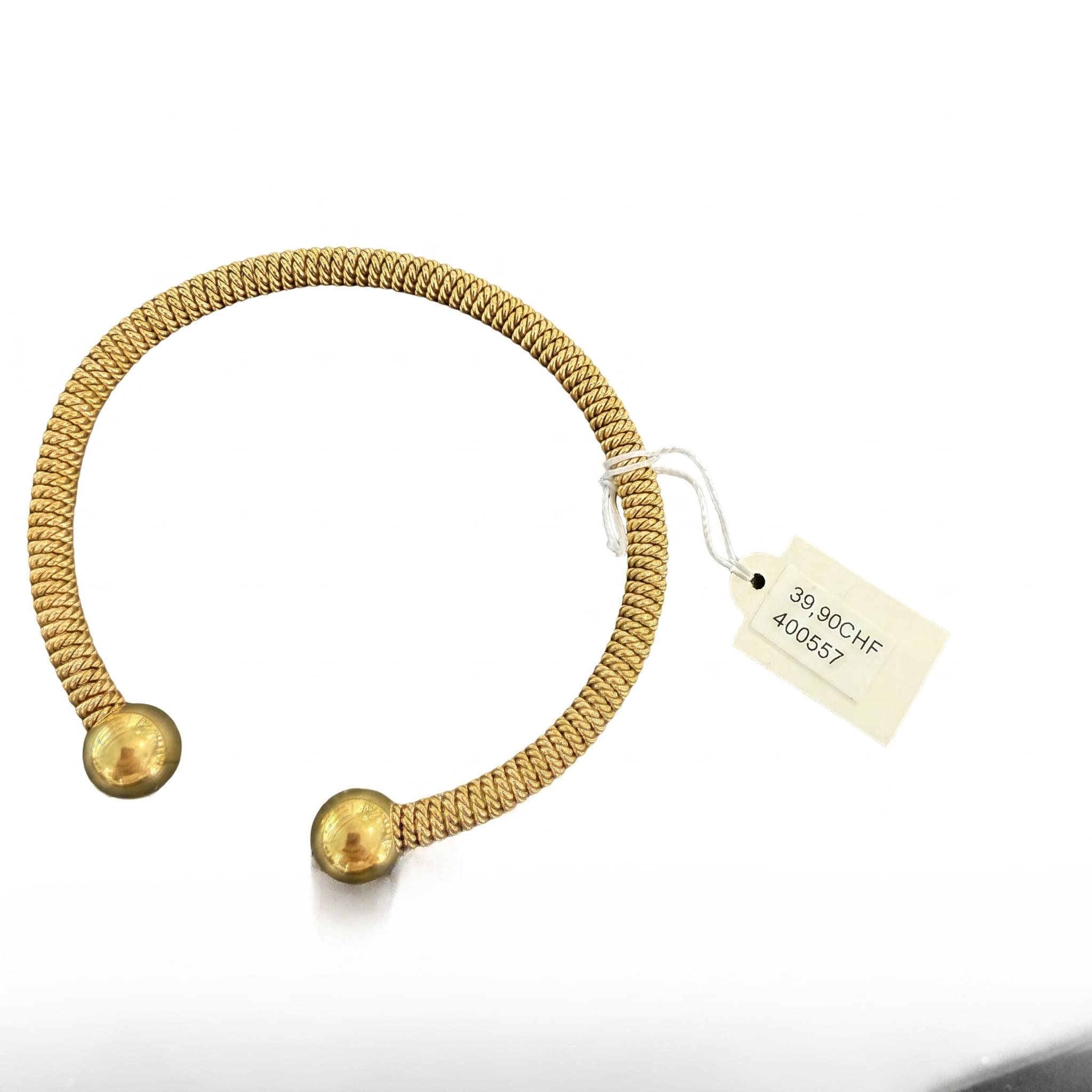 Bracelet jonc torsade dorée boules