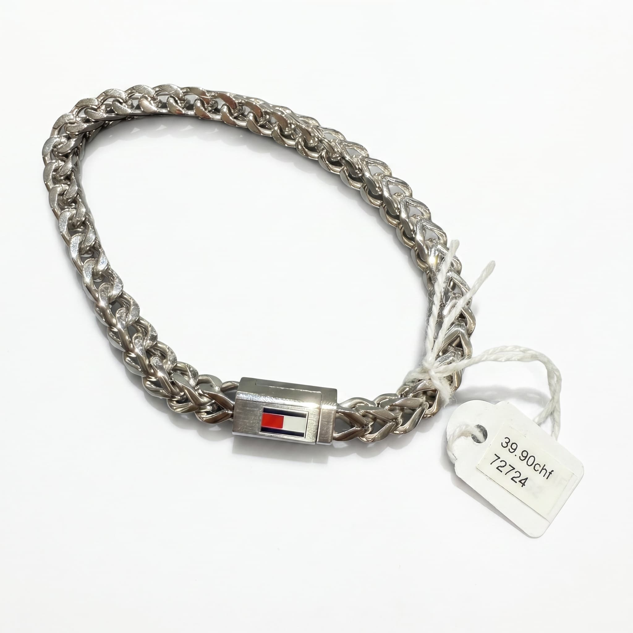 Bracelet Tommy Hilfiger chaîne maille acier fermoir drapeau
