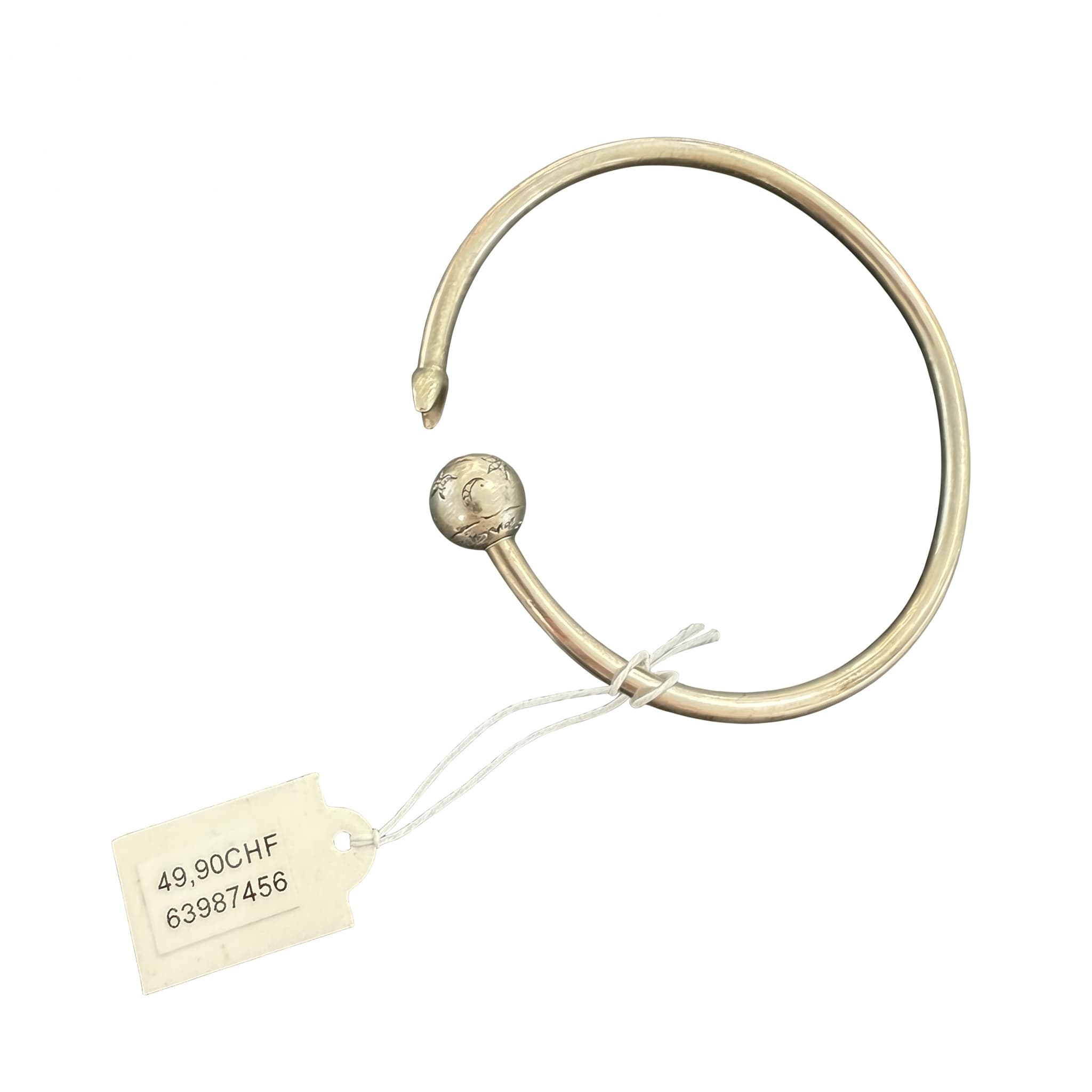Bracelet jonc ouvert argenté boule coulissante