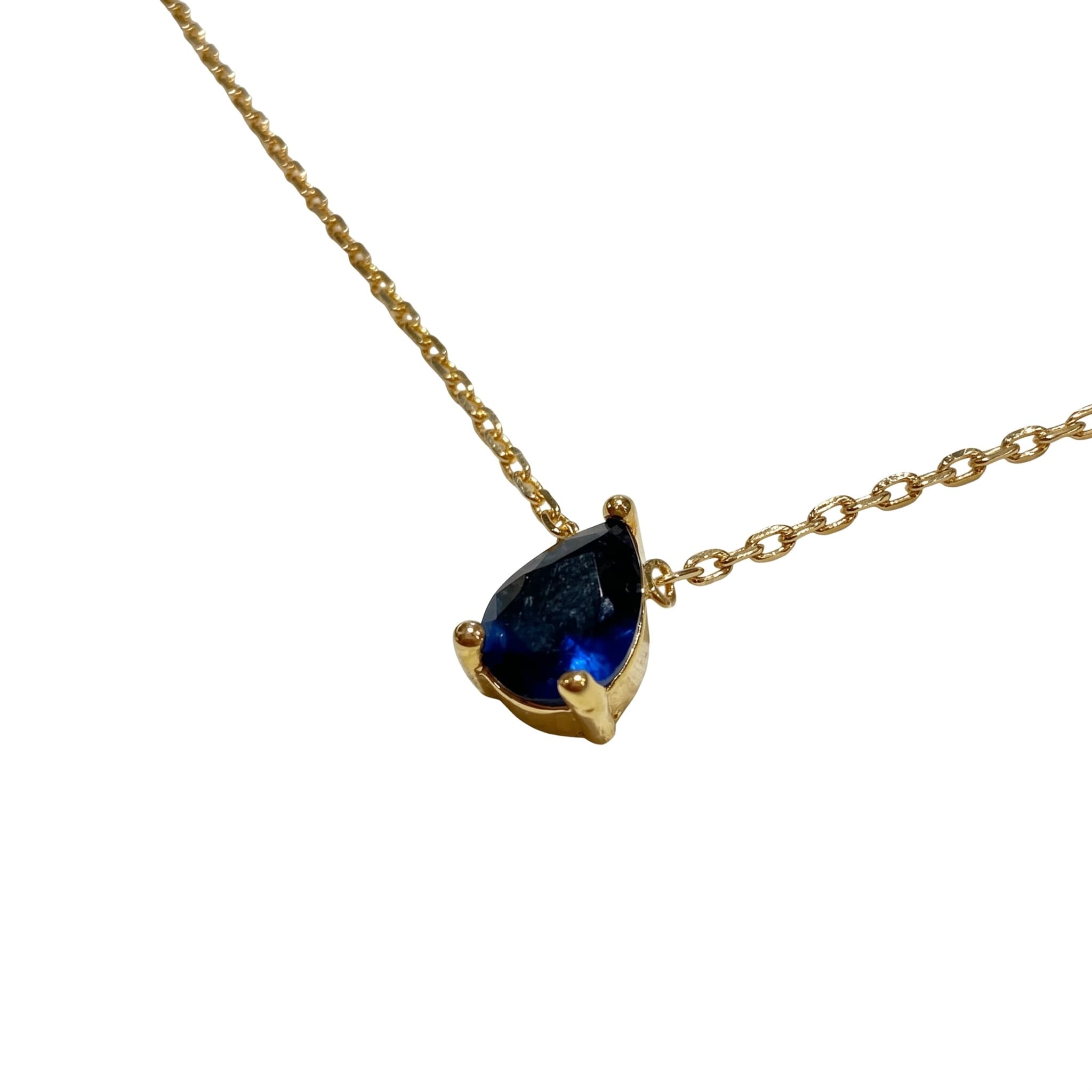 Pendentif goutte saphir bleu chaîne dorée