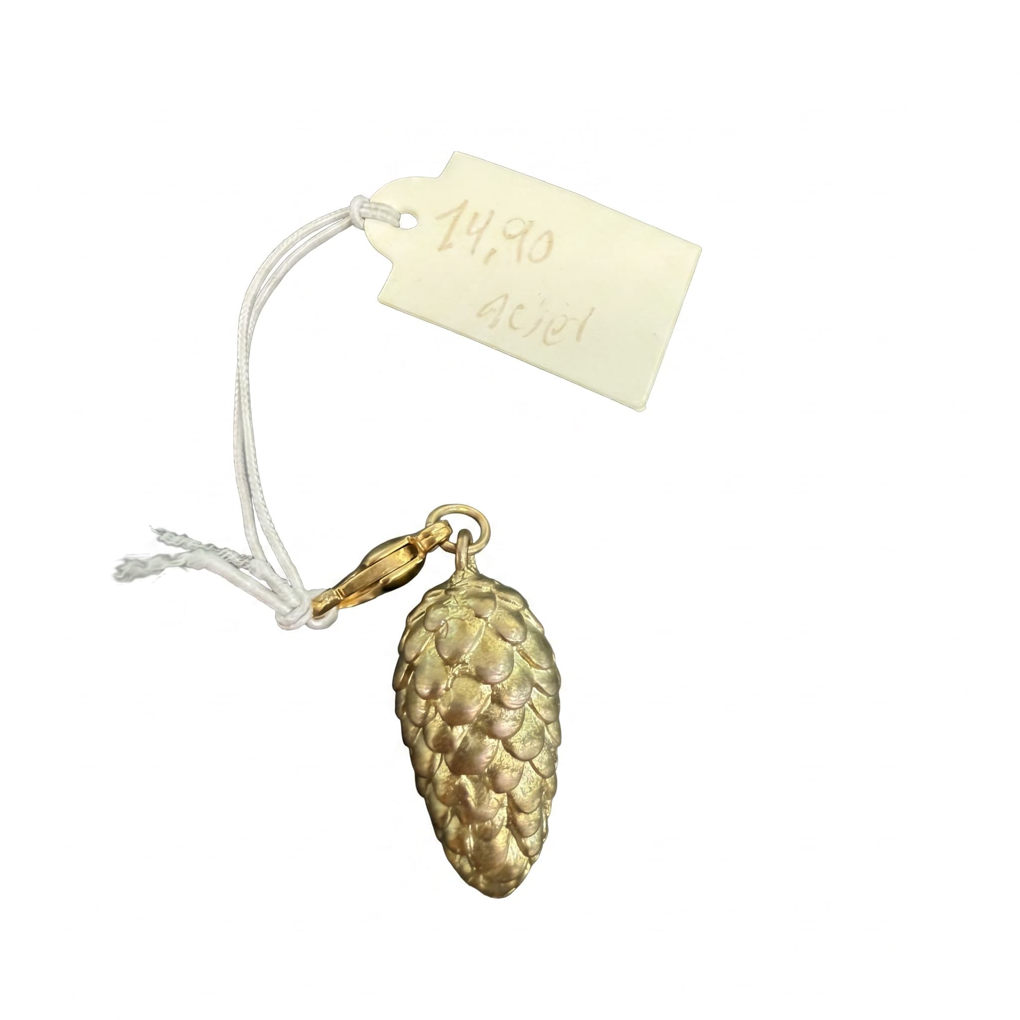 Pendentif pomme de pin acier doré