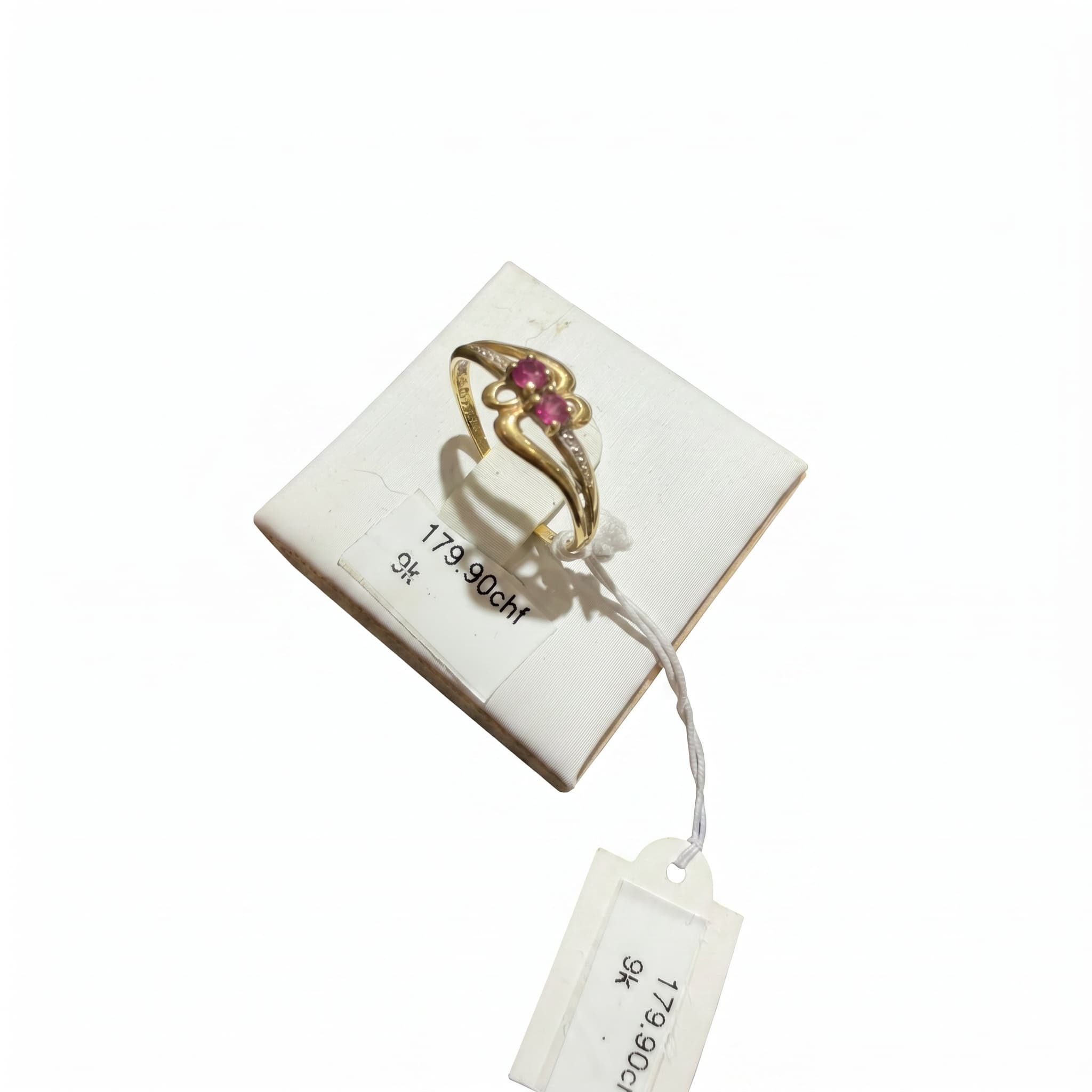 Bague or 9K 2 pierres roses