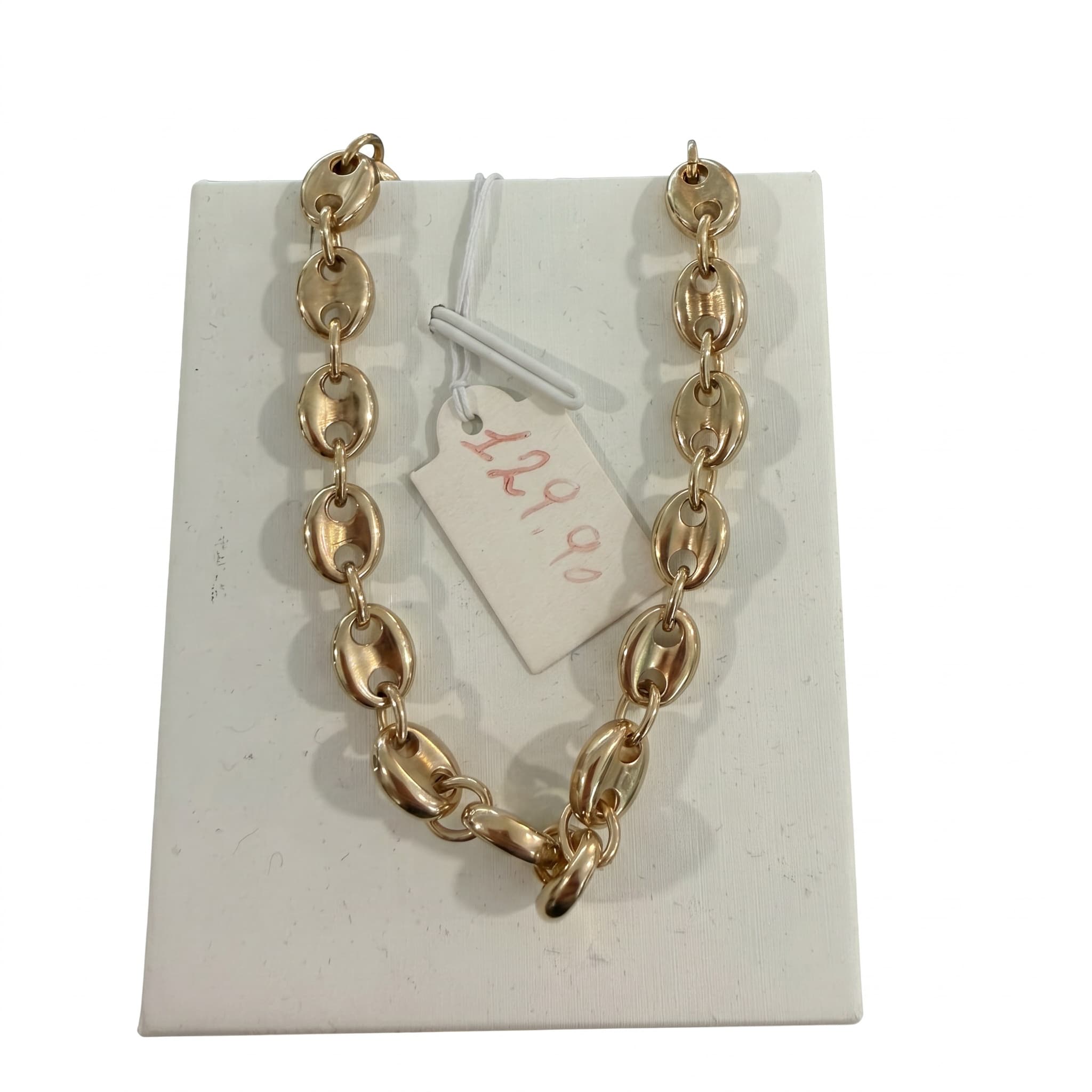 Collier maille grain de cafe large dorée