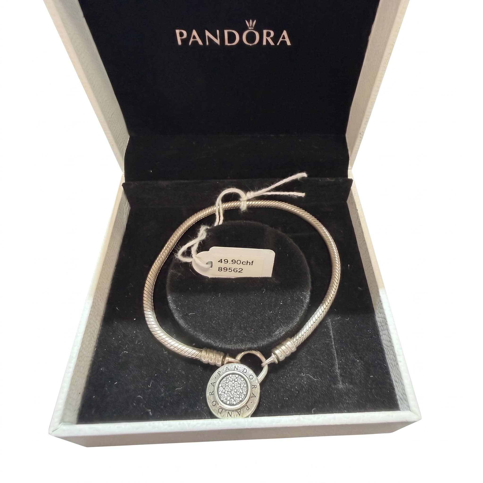 Bracelet Pandora Moments chaîne serpent fermoir cadenas pavé