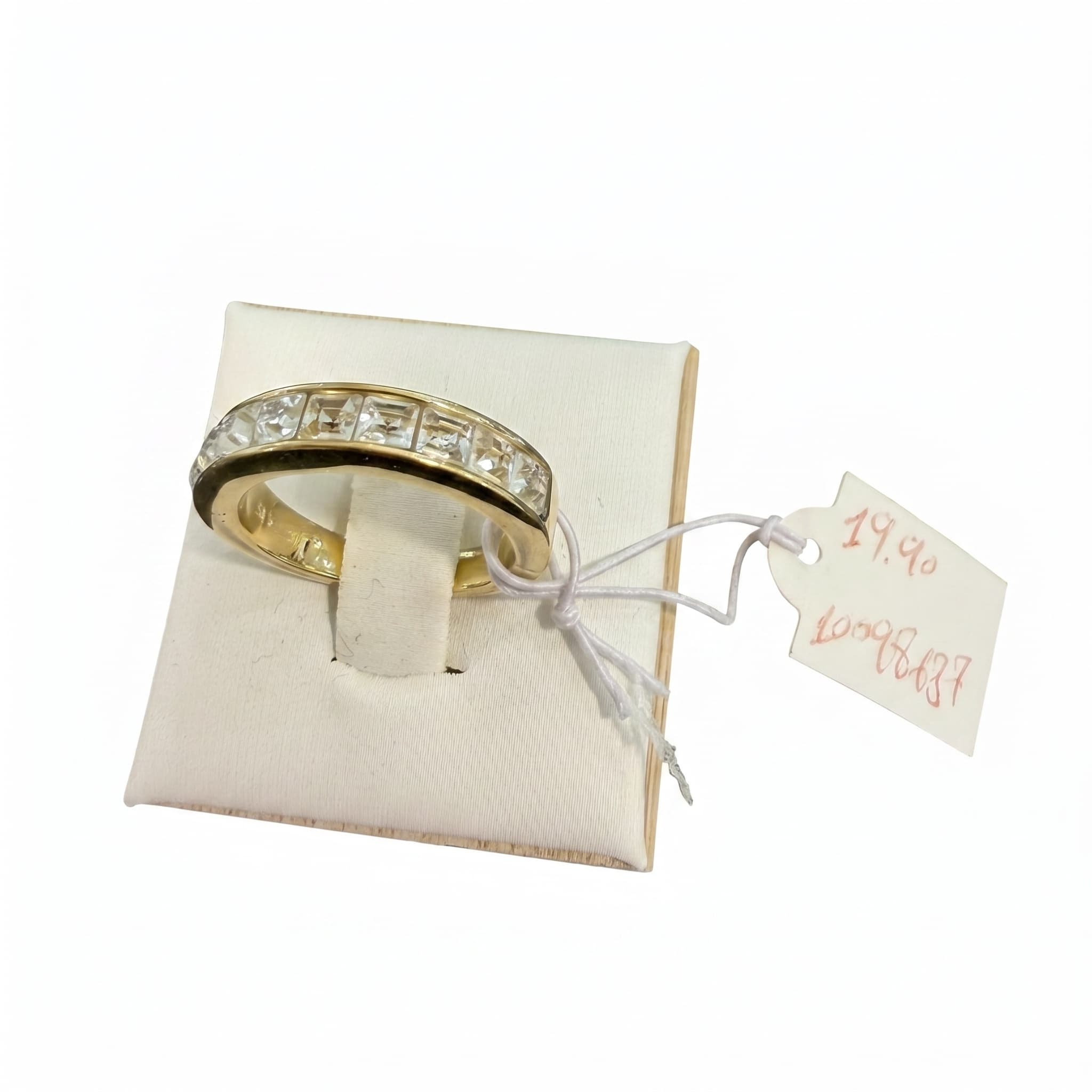 Bague demi-alliance pierres carrées dorée