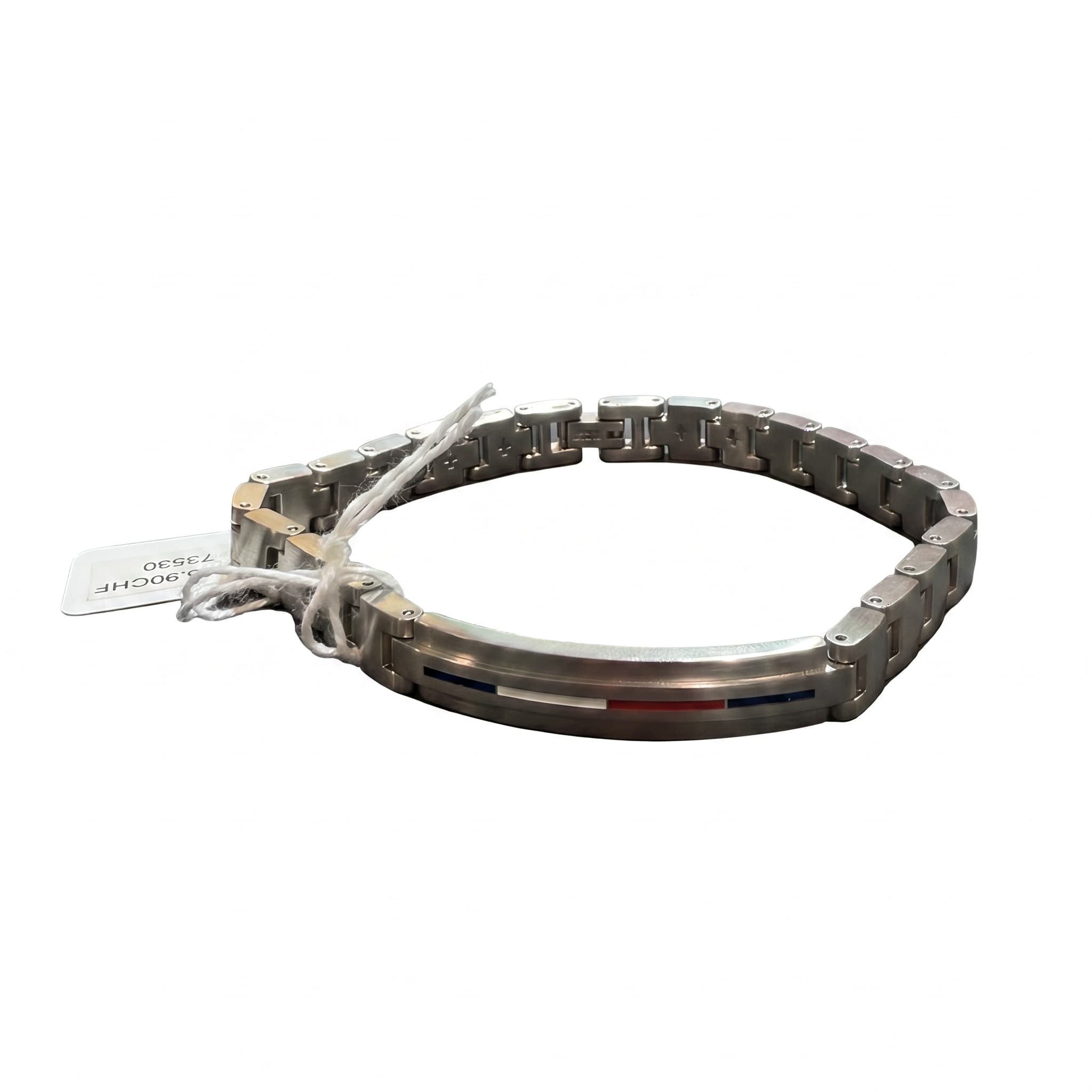Bracelet Tommy Hilfiger acier maillons plaque drapeau