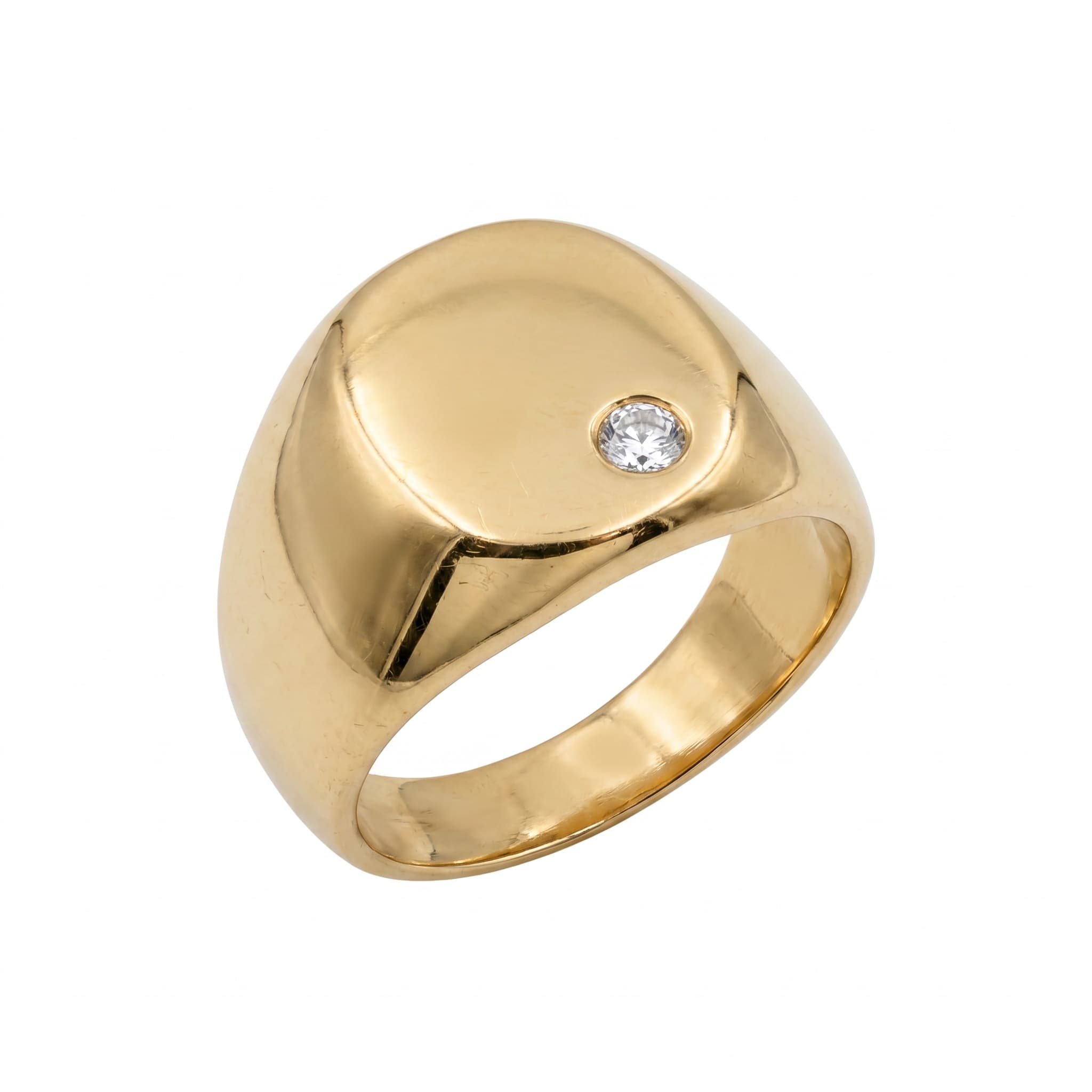 Bague dome bombee dorée solitaire zircon