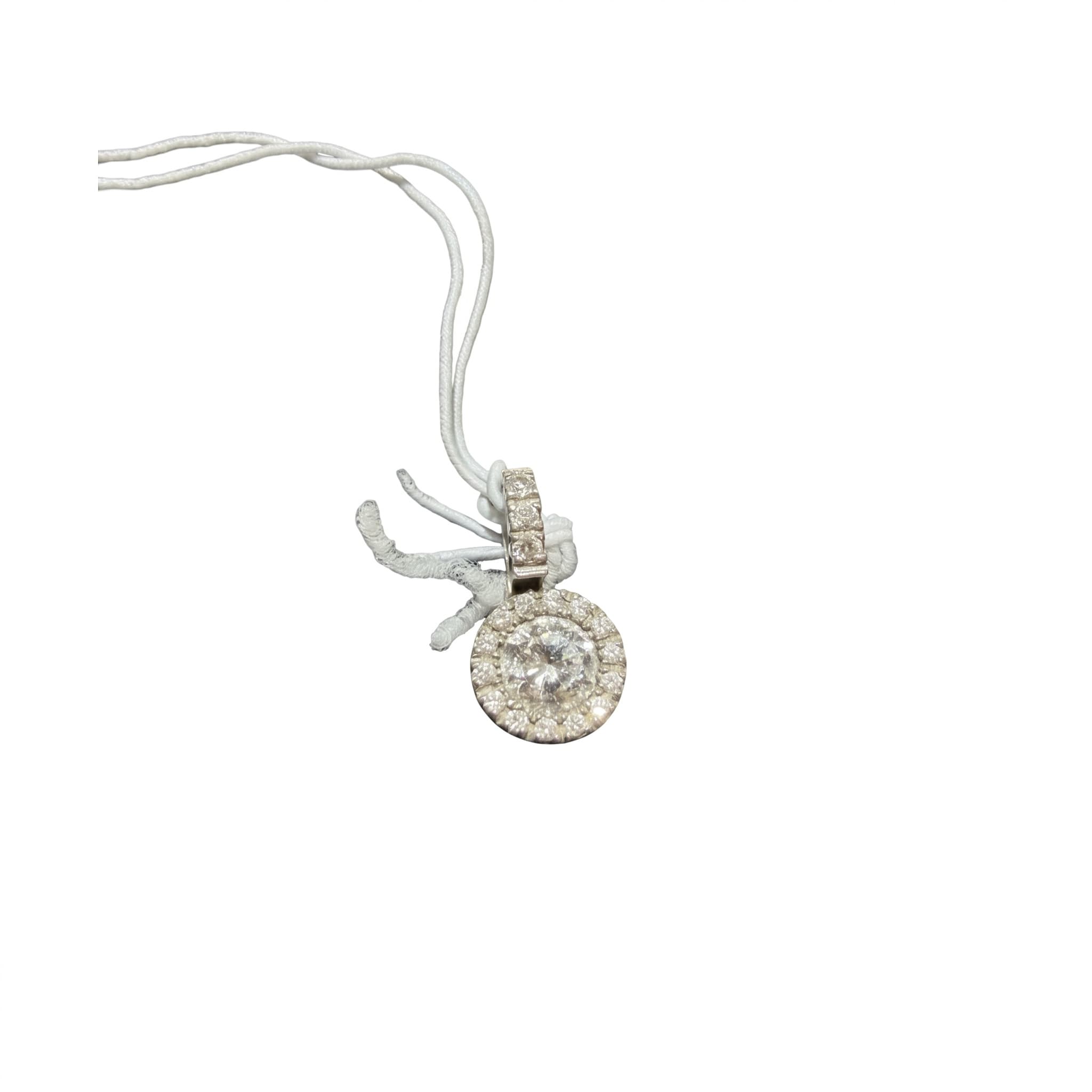 Pendentif rond pavé or blanc 18K 1.15gr
