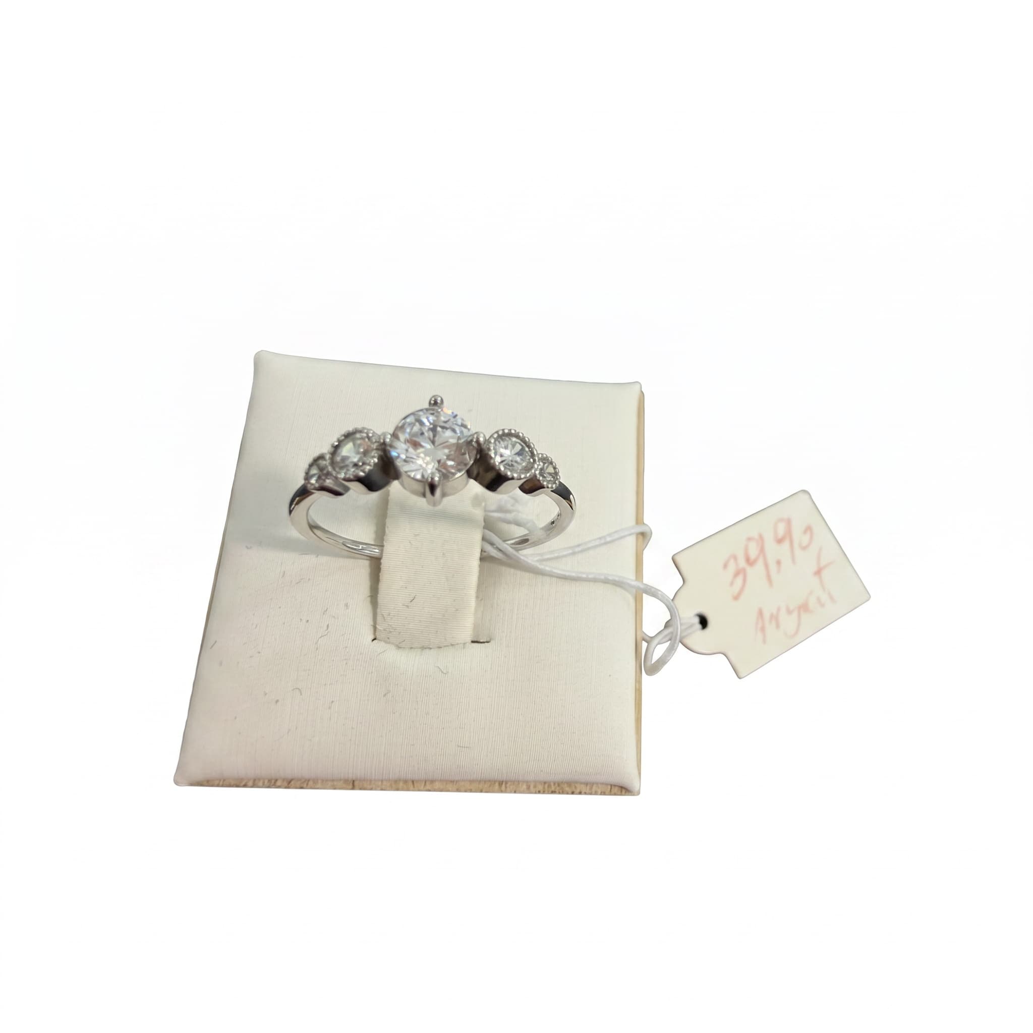 Bague solitaire zircon argent 5 pierres