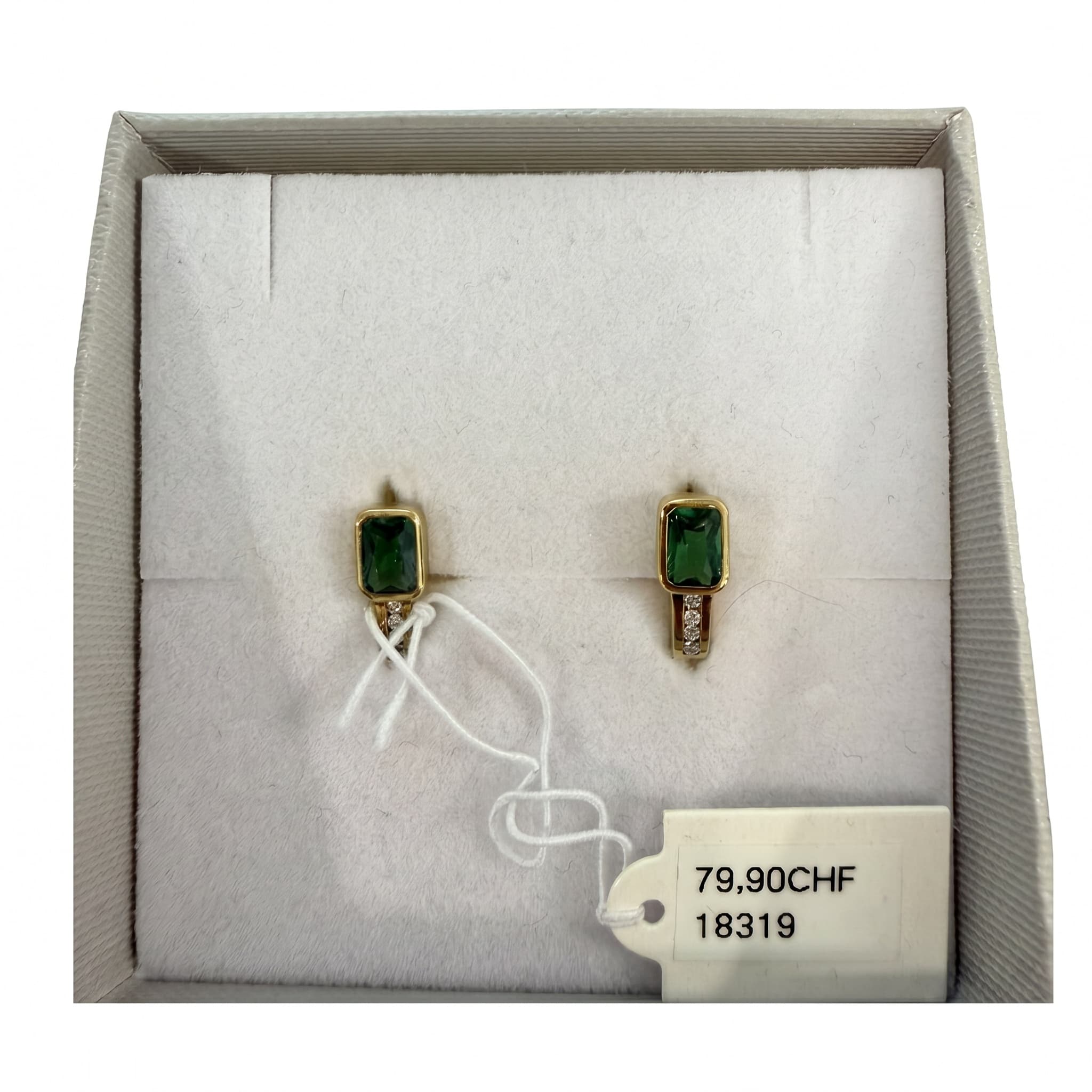 Boucles d'oreilles L'Atelier argent 925 vermeil pierre verte émeraude