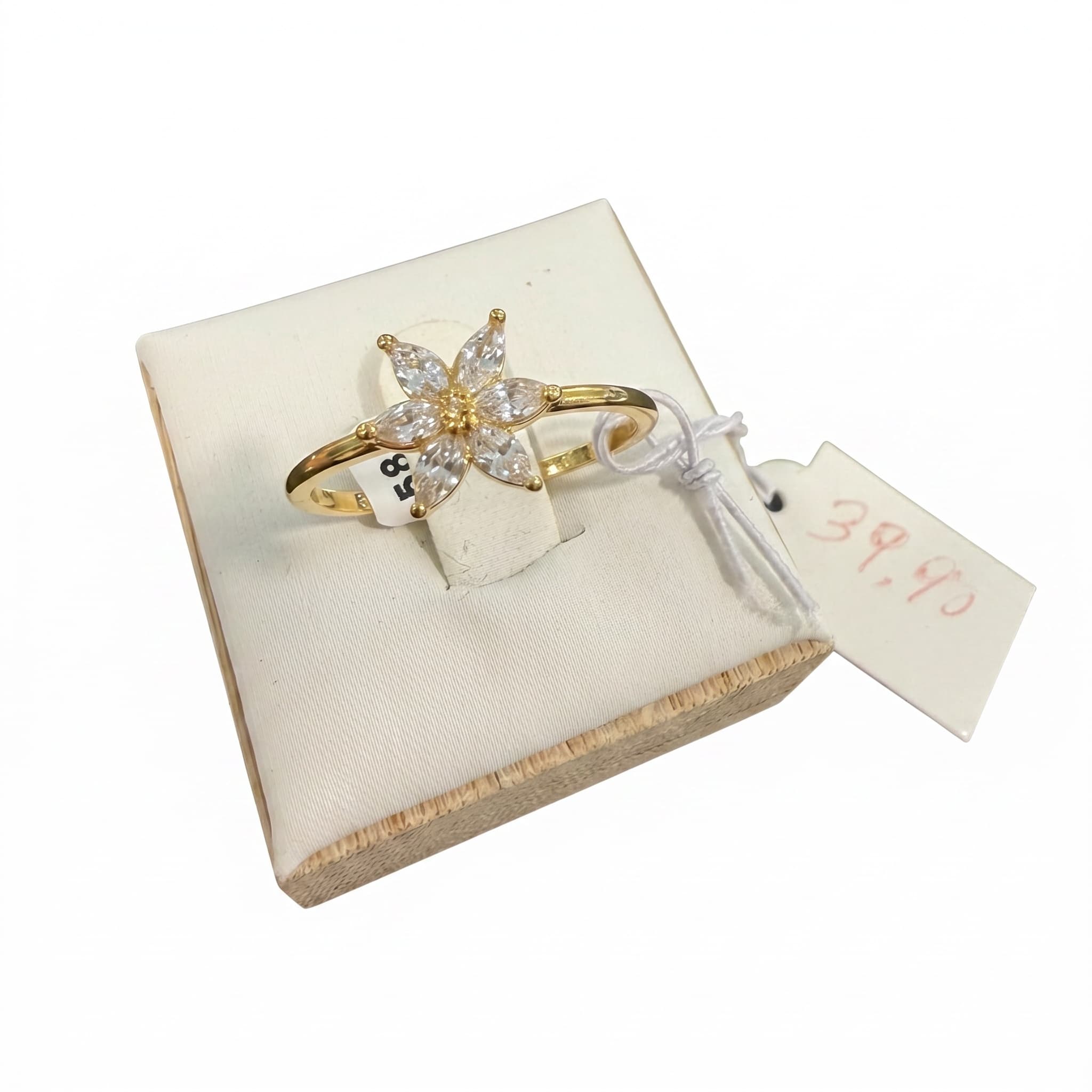 Bague fleur marquise zircons dorée