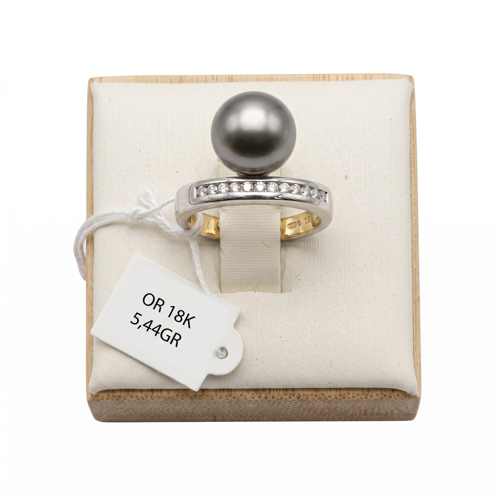 Bague or 18K 5.44gr perle