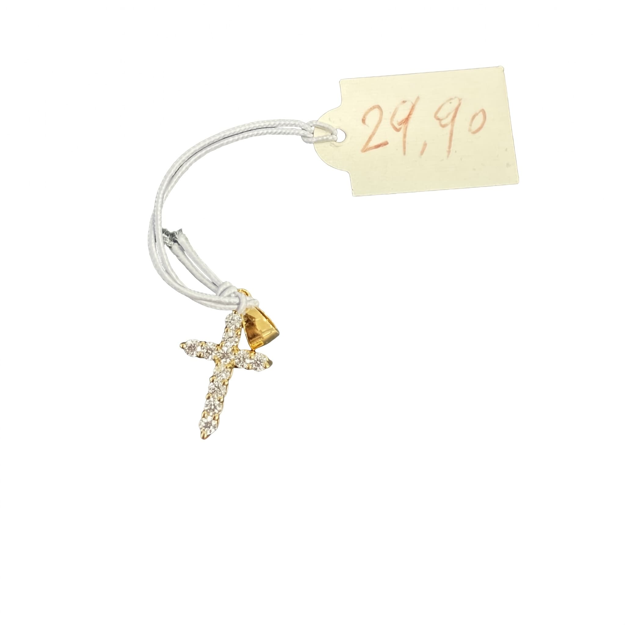 Pendentif croix pavée zircons doré