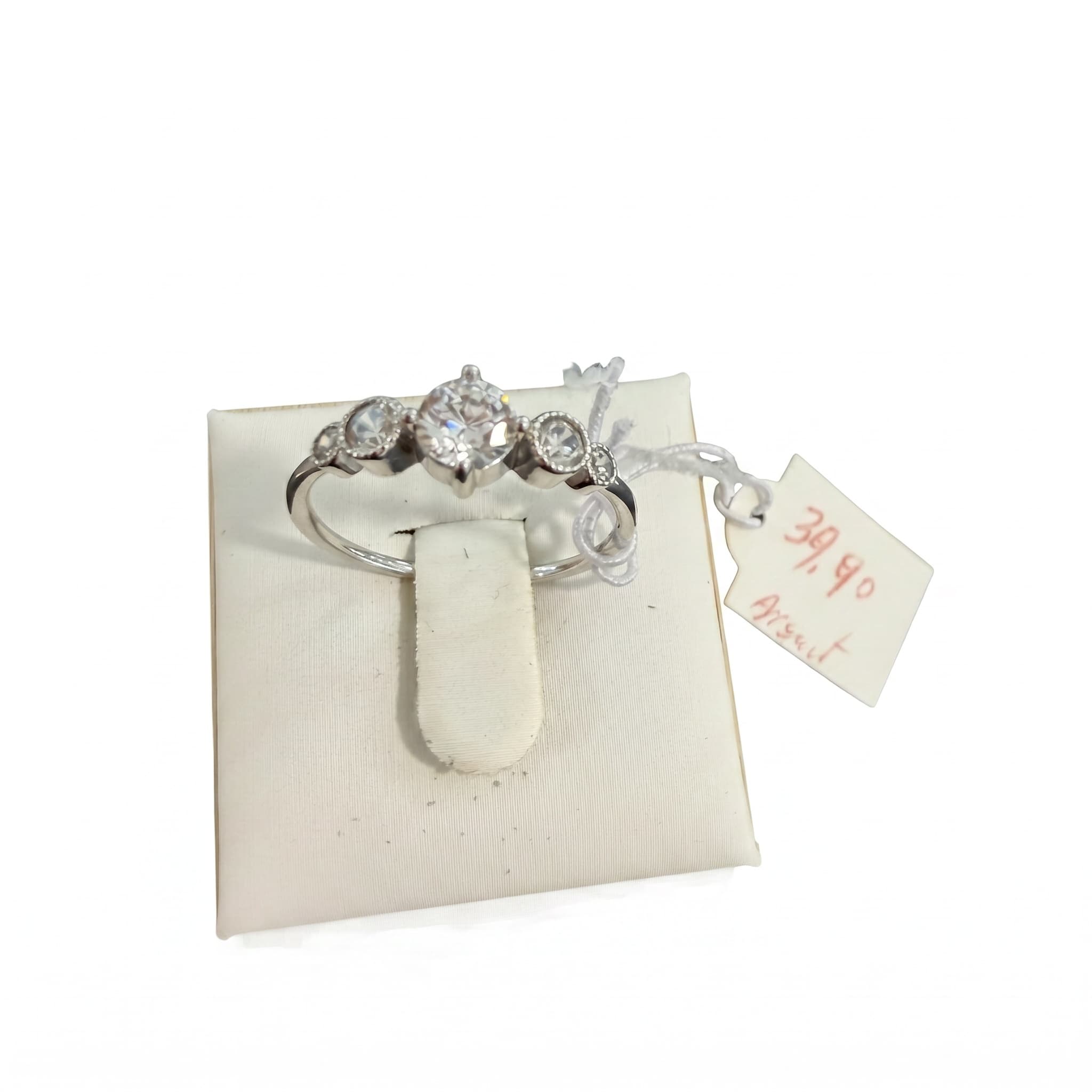Bague solitaire zircon accents serti clos argent