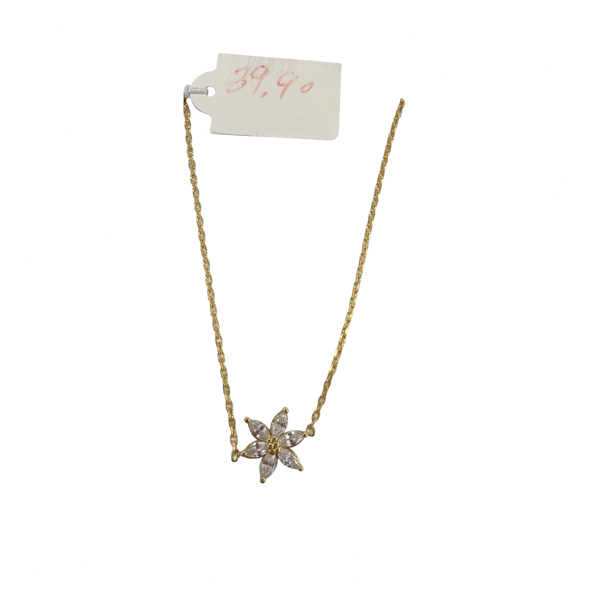 Collier pendentif fleur zircons dorée